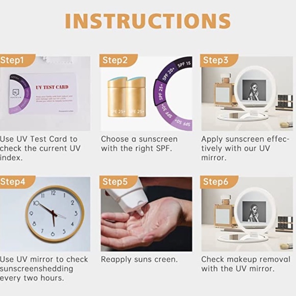 FENCHILIN Travel Compact Mirror with UV Camera for Sunscreen Test - Picture 4 of 8